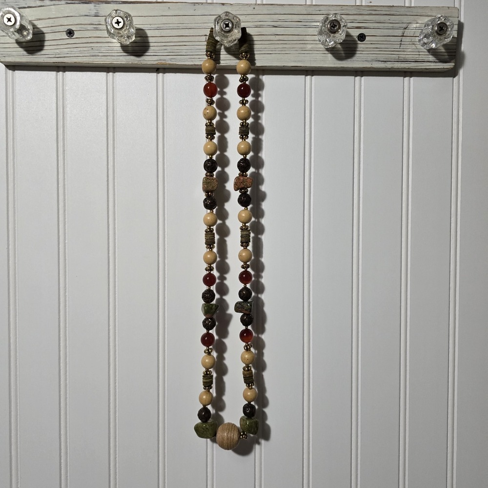 Carol Dauplaise Pendant Necklace Gold Medallion Mixed Media Boho Colorful Vtg - Picture 2 of 8